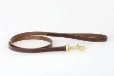 Jednoduché kožené vodítko hnědo zlaté (130cm)